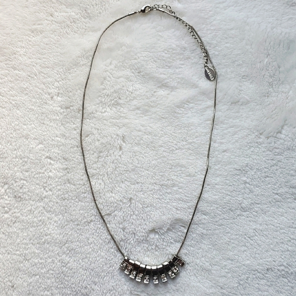 Mestige Silver Tone Necklace with Crystal Accents